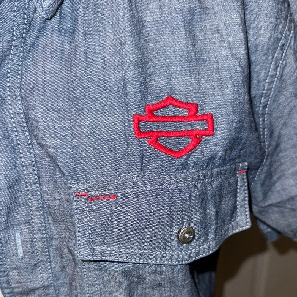 Harley-Davidson‎ Men's Blue Denim Shirt Medium